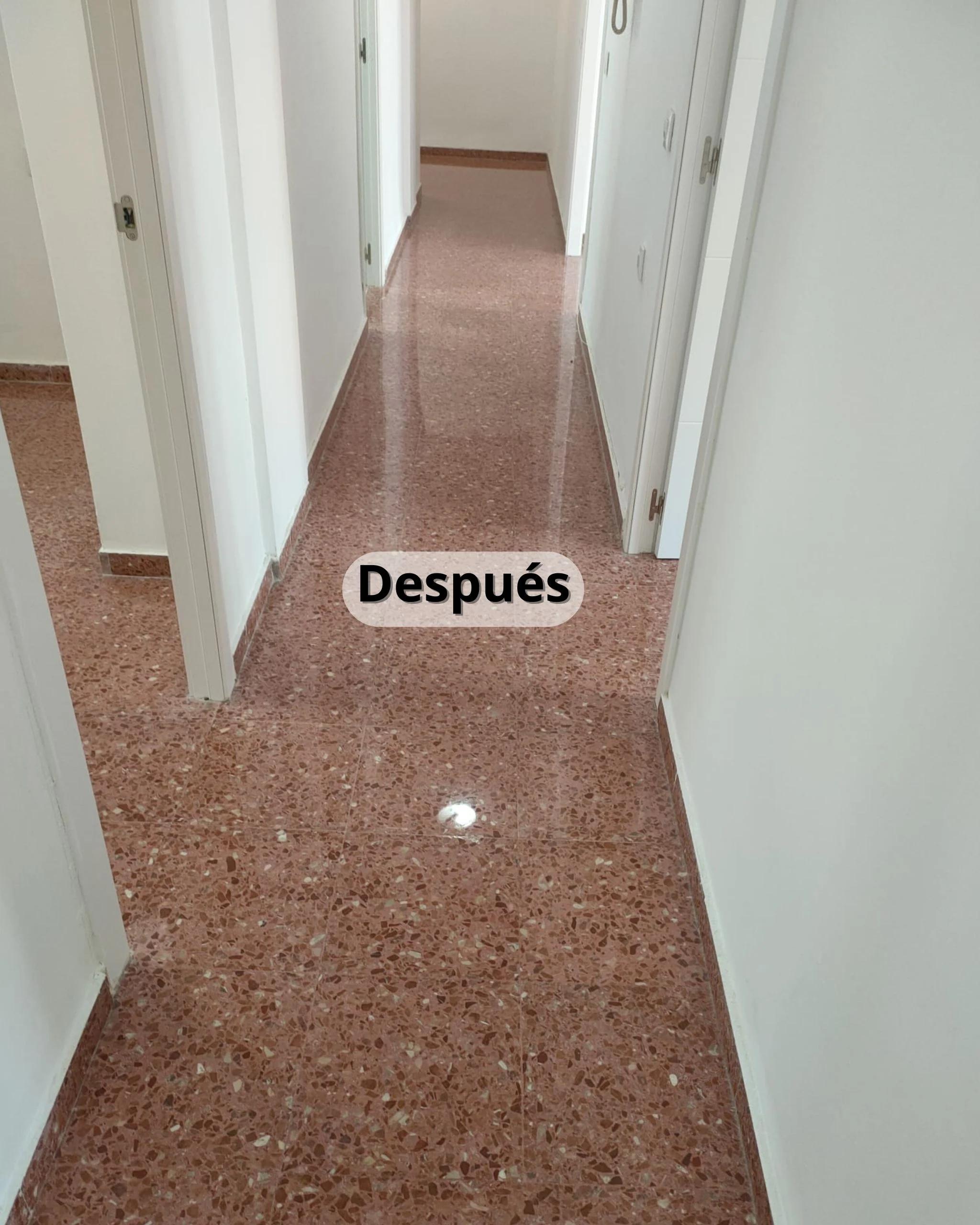 Vivienda Pasillo Terrazo Rojo después pulido suelo