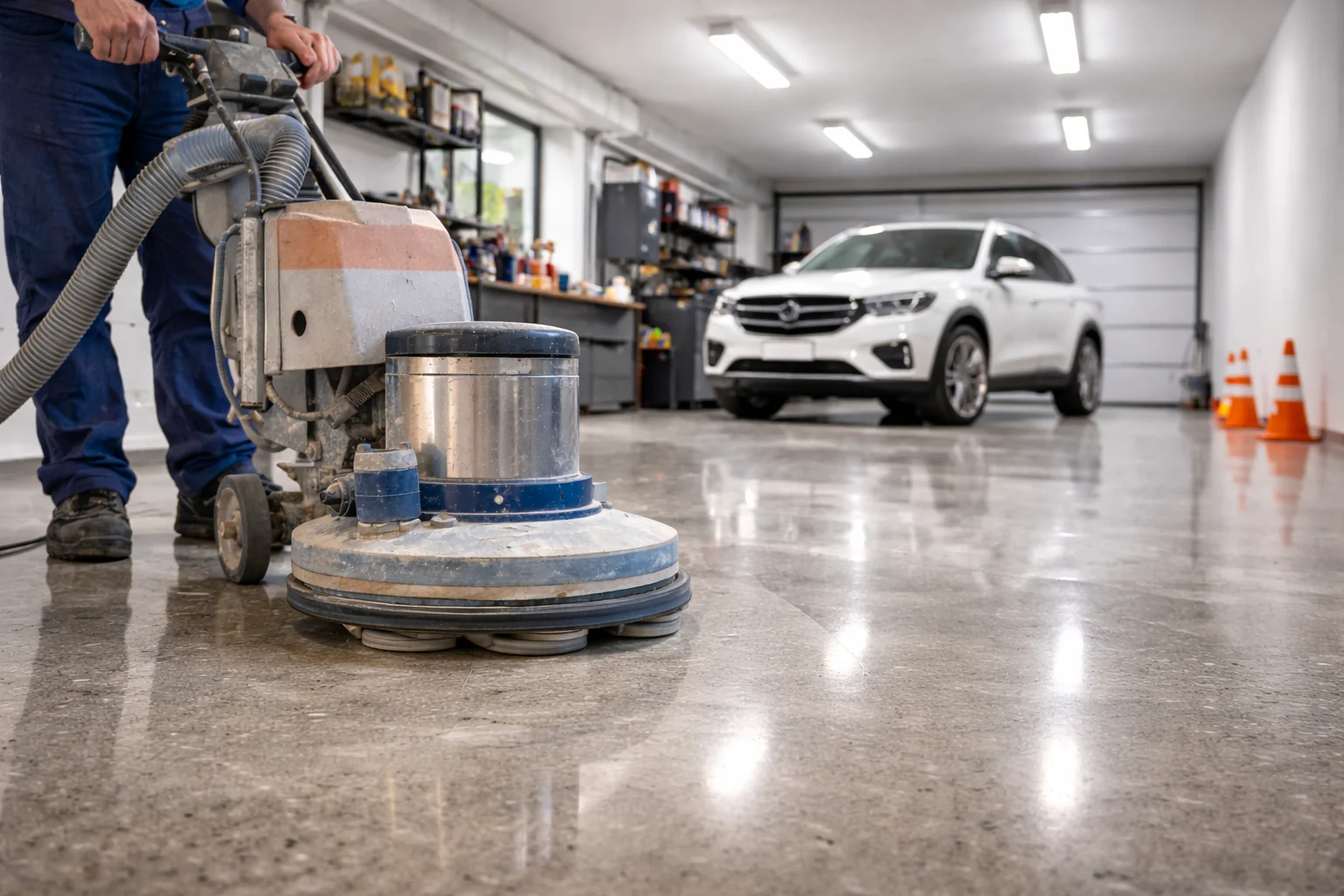 Diamantado de suelos de un garaje