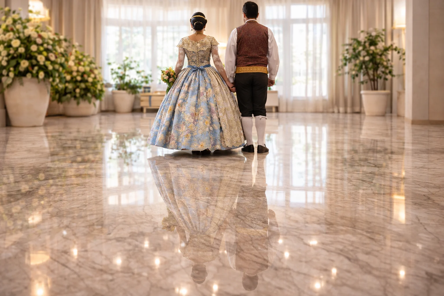 dos falleros suelo pulido Valencia serpegiante luminoso